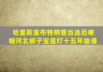 哈里斯宣布特朗普当选后哽咽河北梆子宝莲灯十五年曲谱